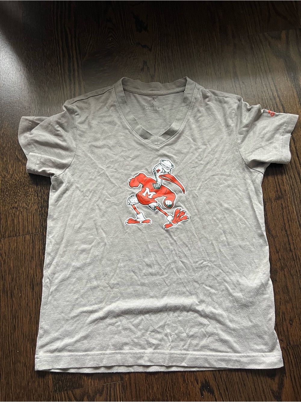 adidas Gray V-Neck Tee with University Of Miami Mascot